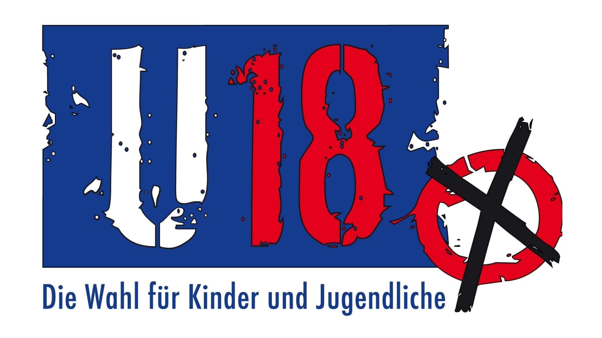Logo zur U18 Wahl mit dem Slogan "Die Wahl für Kinder und Jugendliche"