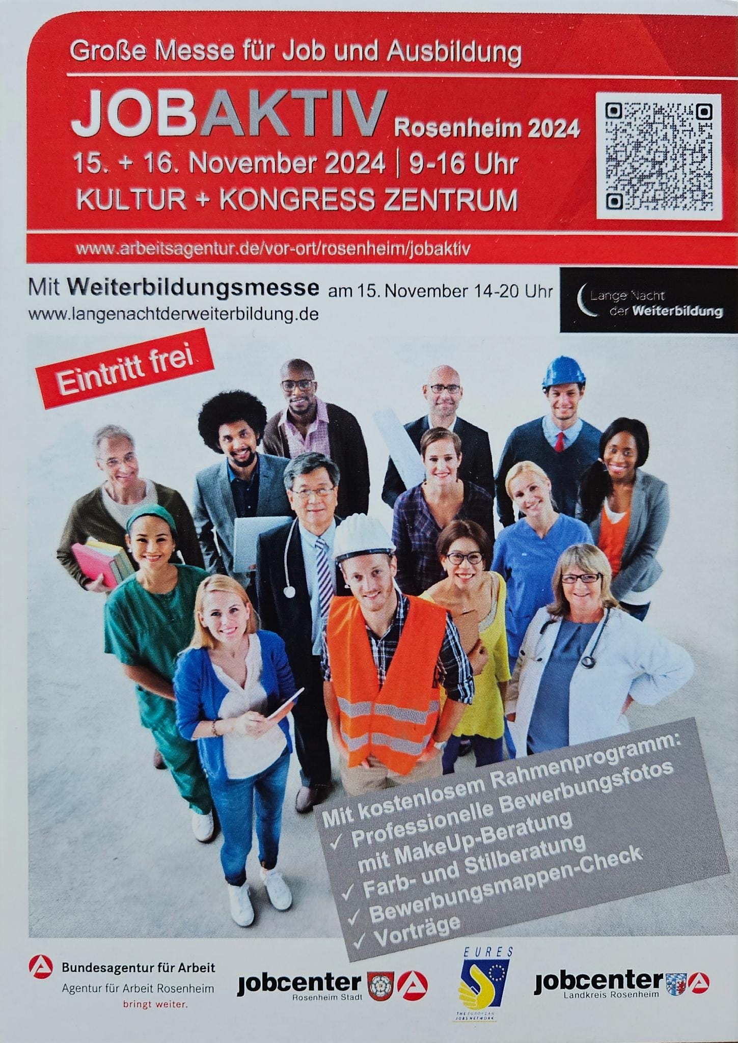 Flyer zur Messe Job-AKTIV am 15. und 16. November 2024 in Rosenheim