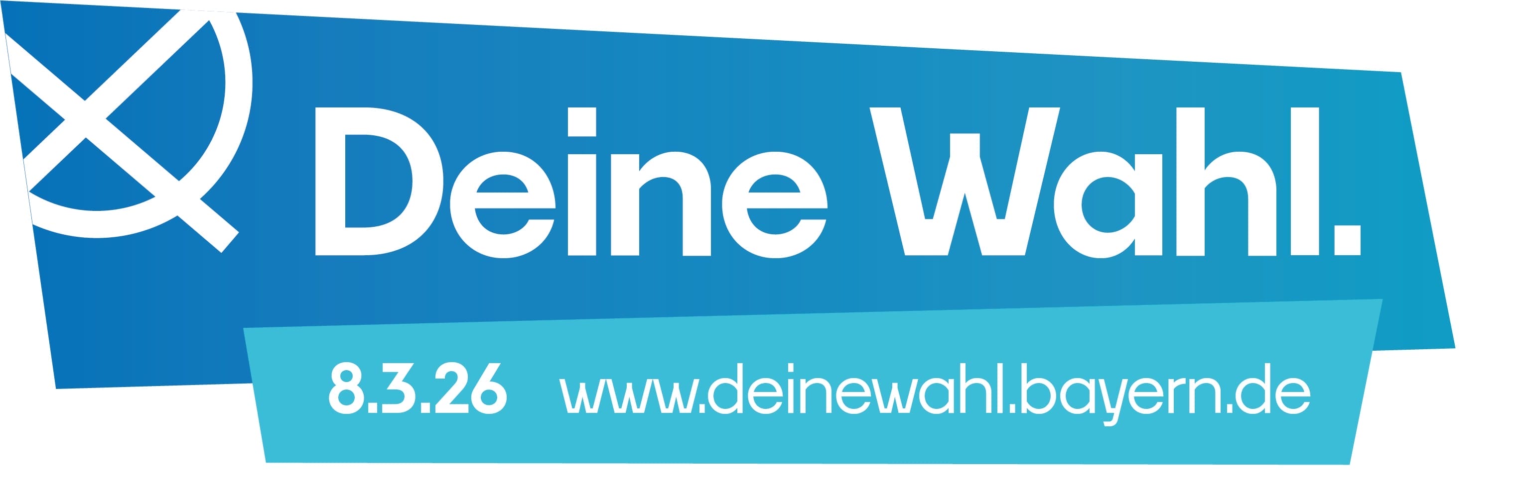 Logo zur Kommunalwahl 2026 mit dem Slogan "Deine Wahl" und der URL www.deinewahl.bayern.de