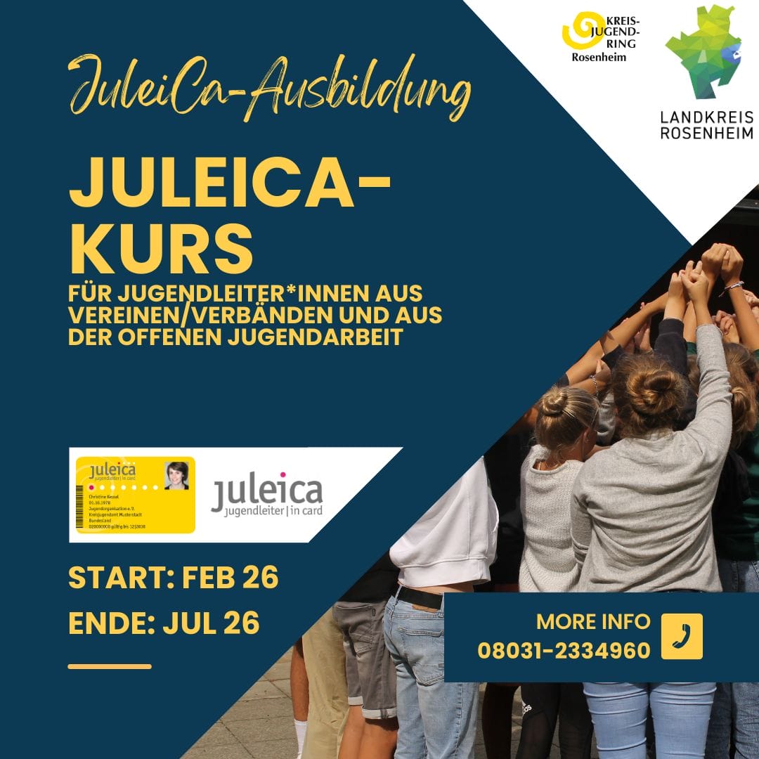 Flyer für die JULEICA Ausbildung von Februar bis Juli 2026